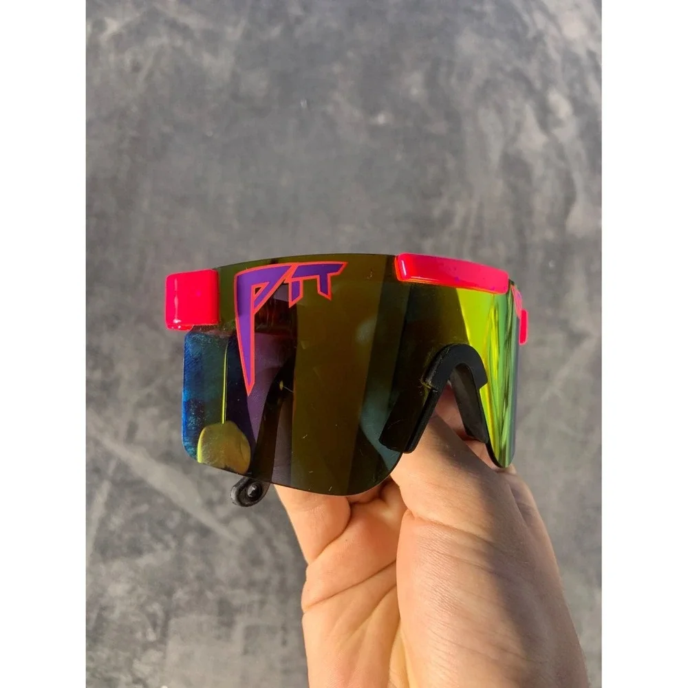 Vintage Pit Viper The 1993 Originals Sport Sunglasses Pink Purple Splatter Gold